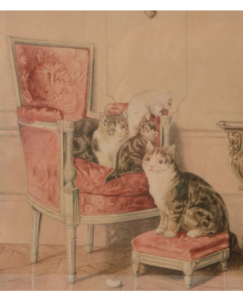 Les Chats au Salon - L. E. Lambert
