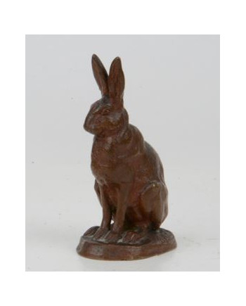 Lièvre assis, bronze à patine brune signée Antoine-Louis Barye