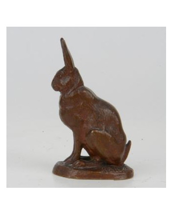 Lièvre assis, bronze à patine brune signée Antoine-Louis Barye
