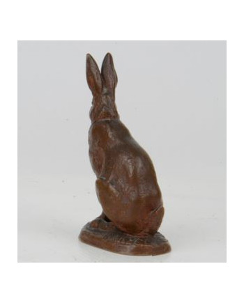 Lièvre assis, bronze à patine brune signée Antoine-Louis Barye