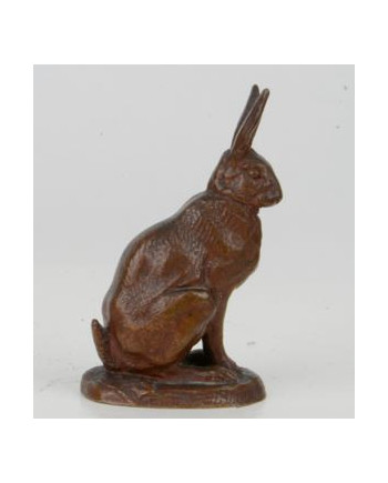 Lièvre assis, bronze à patine brune signée Antoine-Louis Barye