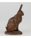 Lièvre assis, bronze à patine brune signée Antoine-Louis Barye