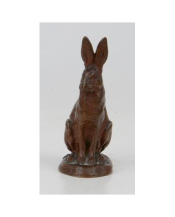 Lièvre assis, bronze à patine brune signée Antoine-Louis Barye