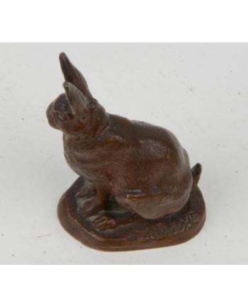 Lièvre assis, bronze à patine brune signée Antoine-Louis Barye